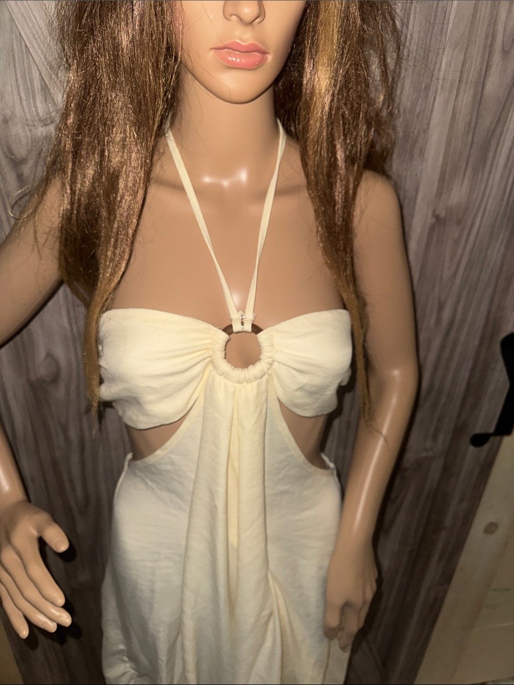 Ivory Halter Cutout Maxi Dress